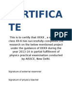 Certifica TE: Signature of External Examiner