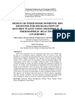 Design of Fixed Dome Domestic Bio Digester For Degradation of Kitchen Waste Using Mesophilic & Thermophilic Reactions (Anaerobic)