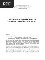 Delincuencia en Venezuela y Su Relacion Con La Gerencia Social