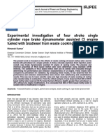 Experimental Investigation of Four Stroke Single Cylinder Rope Brake Dynamometer Assisted CI Engine Fueled With Biodiesel From Waste Cooking Oil