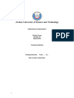 Jordan University of Science and Technology: Engineering Training Report