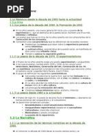 Esquema Literatura Del 1960 Hasta La Actualidad