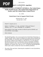 Daniel E. Langston v. United States Attorney General, the United States Public Health Service, the United States Department of Justice, and the United States Armed Forces, 293 F.2d 316, 3rd Cir. (1961)