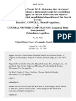 Ronald C. Cowell v. General Motors Corporation Leggett & Platt, Incorporated, 949 F.2d 396, 4th Cir. (1991)