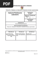 Práctica No. 2 Medidas en El Laboratorio y Tratamiento de Datos Experimentales