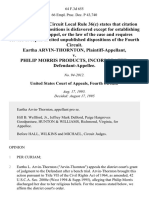 Eartha Arvin-Thornton v. Philip Morris Products, Incorporated, 64 F.3d 655, 4th Cir. (1995)