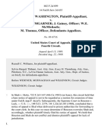 Robert Elijah Washington v. Michael E. Bumgarner J. Gainey, Officer W.E. McMichaels M. Thomas, Officer, 882 F.2d 899, 4th Cir. (1989)