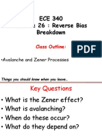 ECE 340 Lecture 26: Reverse Bias Breakdown: Class Outline