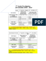 Pre Algebra Unit Schedule 16-17