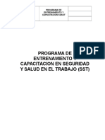 Programa de Entrenamiento y Capacitacion en Seguridad y Salud en El Trabajo