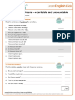 Grammar Practice Nouns Countable and Uncountable