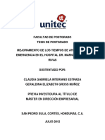 Mejoramiento de Los Tiempos de Atención de Emergencia en El Hospital Dr. Mario Catarino Rivas