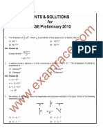 Hints & Solutions: CBSE Preliminary 2010