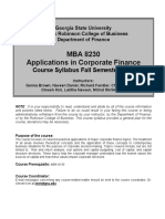 MBA 8230 Applications in Corporate Finance: Course Syllabus Fall Semester 2004