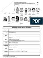 Adjectives Physical Appearance (Unit 4: Lifestyle)