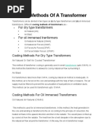 Cooling Methods of A Transformer: For Dry Type Transformers For Oil Immersed Tranformers