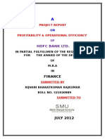 Profitability Operational Efficiency of HDFC Bank LTD