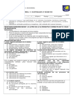 Prueba C.naturales Sistema LOcomotor y Nervioso 2016