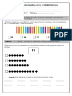 Avaliacao de Matematica 1º Ano 3º Bim