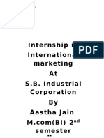 Internship in International Marketing at S.B. Industrial Corporation by Aastha Jain Semester