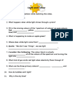 Simple Light and Color Worksheet (Bill Nye)