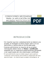 Condiciones Necesarias para La Aplicación de Pruebas Psicológicas