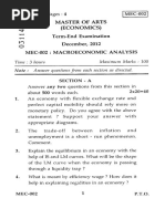 Master of Arts 7t, (Economics) Term-End Examination December, 2012 MEC 002: Macroeconomic Analysis