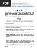 RAC 61 - Licencias para Pilotos y Sus Habilitaciones