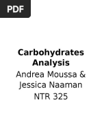 Carbohydrates Analysis: Andrea Moussa & Jessica Naaman NTR 325