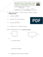 8º Ano 5º Teste de Matemática (A, B) (2009) Monómios e Polinómios, Equações Do 2º Grau, Lugares Geométricos - Prof Susana Ribeiro