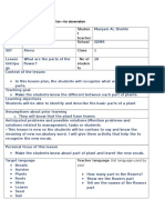 Sample Science Lesson Plan - For Observation: Studen T Teacher School Class No of Studen Ts