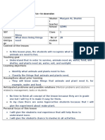 Sample Science Lesson Plan - For Observation