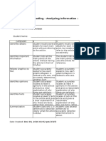 Reading Rubric