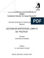 Reporte de Lectura - Libro IV Política Aristóteles