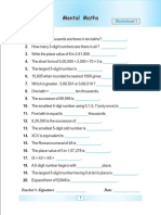 Mental Maths Mental Maths: Worksheet-1 Fill in The Blanks