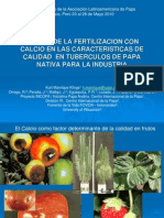 Efecto de La Fertilización Con Calcio en Las Características de Calidad en Tubérculos de Papa Nativa para La Industria (PowerPoint)