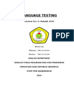 Language Testing: Lecturer Drs. H. Mulyadi, M.PD