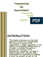 Presentation On Recruitment: Presented by Saurabh & Jaspreet