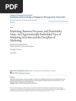 Marketing, Business Processes, and Shareholder Value: An Organizationally Embedded View of Marketing Activities and The Discipline of Marketing