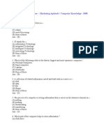 SBI Marketing Aptitude Computer Knowledge Model Paper 2008