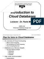 Introduction To Cloud Databases: Lecturer: Dr. Pavle Mogin