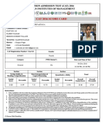 Cat 2016 Score Card: Common Admission Test (Cat) 2016 Indian Institutes of Management