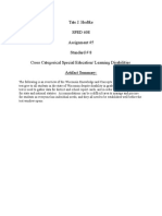 Tate J. Hedtke SPED 608 Assignment #5 Standard # 8 Cross Categorical Special Education/ Learning Disabilities Artifact Summary