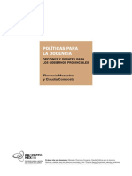 Políticas para La Docencia. Opciones y Debates para Los Gobiernos Provinciales.