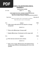 Apj Abdul Kalam Technological University: Define Energy Audit and List Down The Objectives of Energy Management