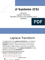 Control Systems (CS) : Lecture-2 Laplace Transform Transfer Function and Stability of LTI Systems