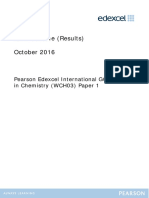 Mark Scheme (Results) October 2016: Pearson Edexcel International GCE in Chemistry (WCH03) Paper 1