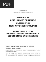 Term Paper On Construction of 12 Volts Power Supply