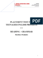 Placement Test For Teenager English Program Reading - Grammar