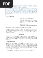 St-845ccAcción de Tutela para El Reintegro de Los Trabajadores Con Fuero Sindical Es Improcedente